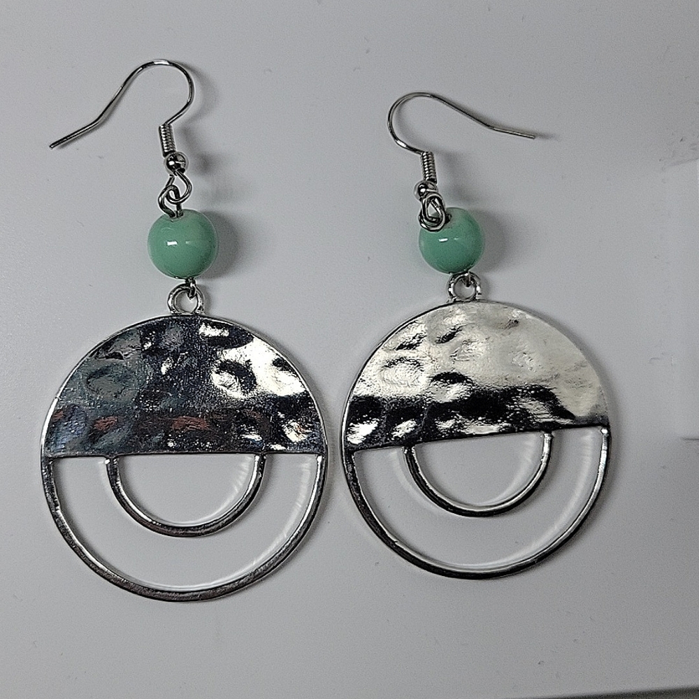 Trendy Round charm textured silver earrings, jewelry